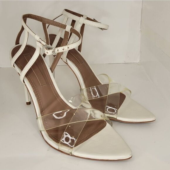 BCBGMAXAZRIA DARYL IVORY HIGH HEEL SANDALS. - Picture 8 of 12
